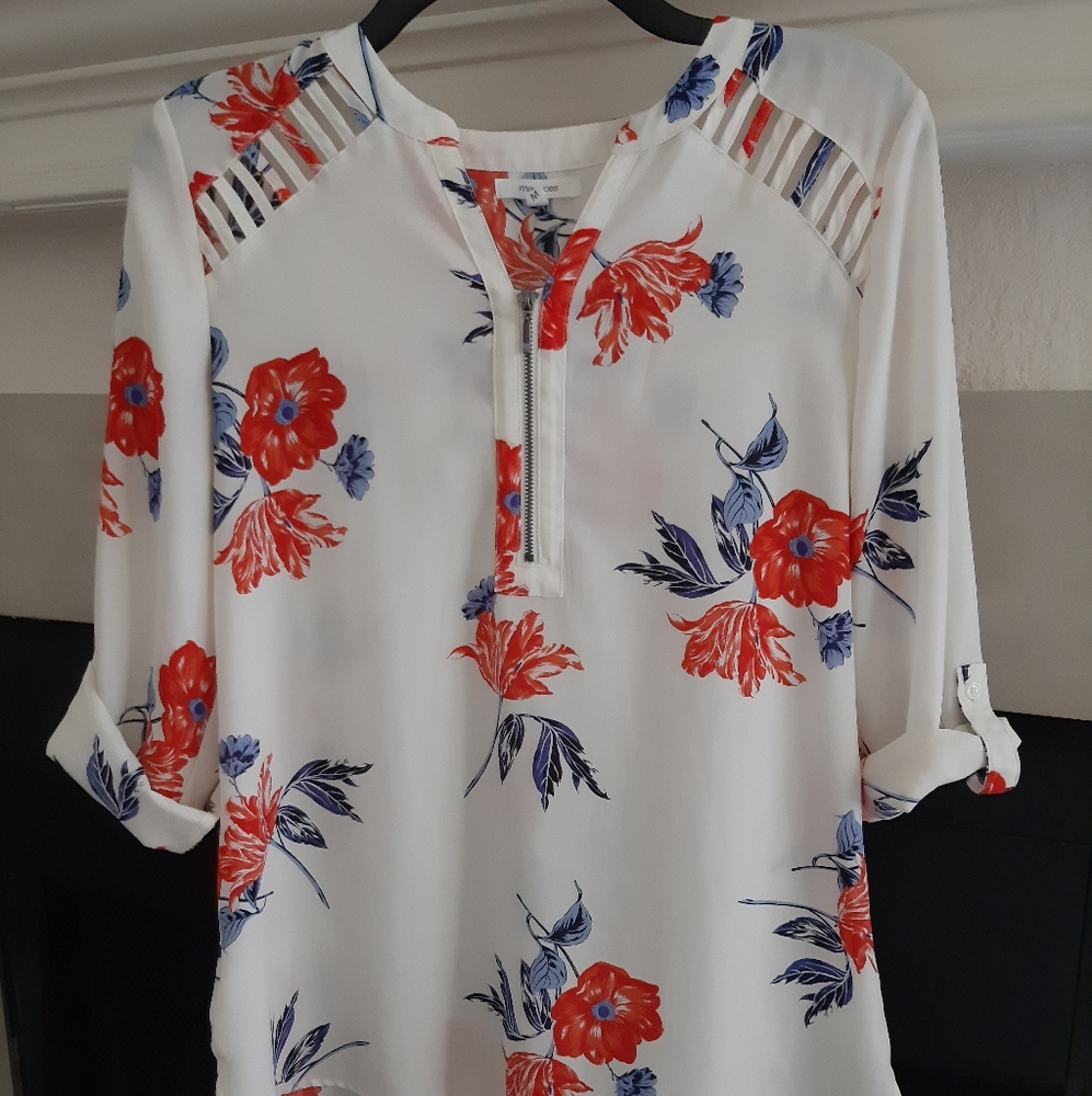 Maurice's Zip Up Floral Blouse